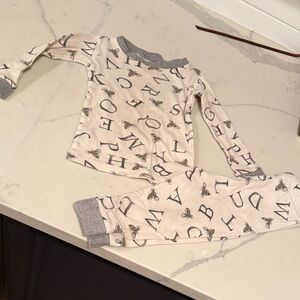 Alphabet Print Cream and Gray Kids Pajama Set